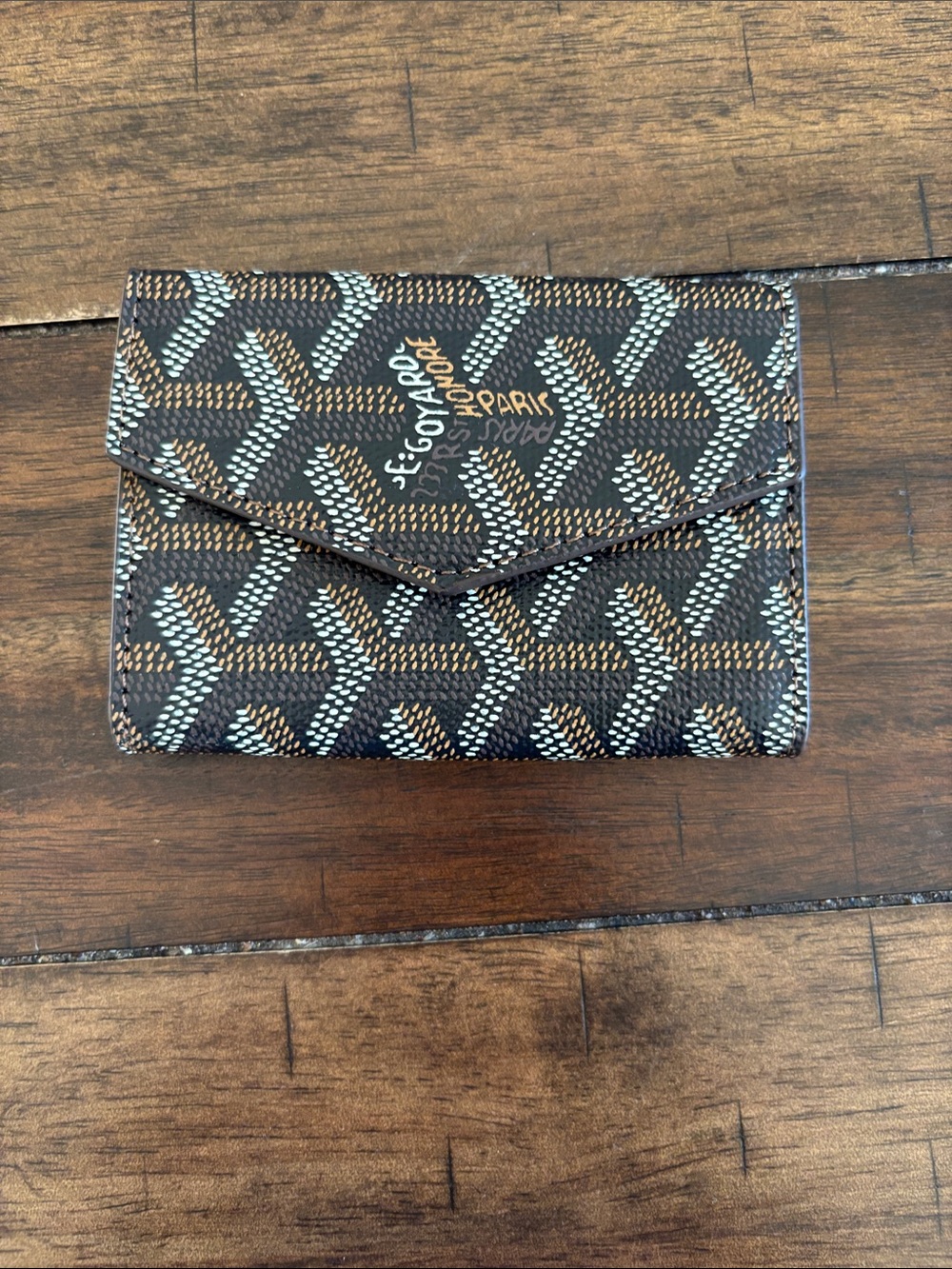 Black Wallet with Tan & Cream Chevron Pattern